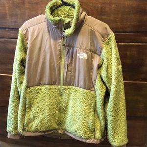 The North Face Summit Furry Coat, full zip, lime green/tan, M, GUC